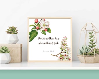 Psalm 46:5 Gott ist in ihr, sie wird nicht scheitern / / Wandkunst / / Digital Download