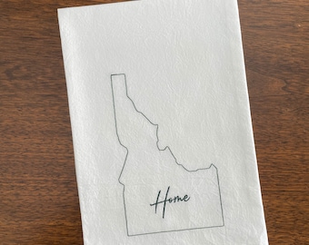 Embroidered Home State Flour-sack Dishtowel | Idaho Dishtowel