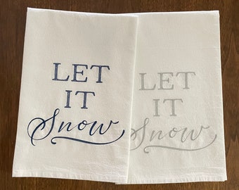 Embroidered “Let It Snow” Flour-sack Dishtowel