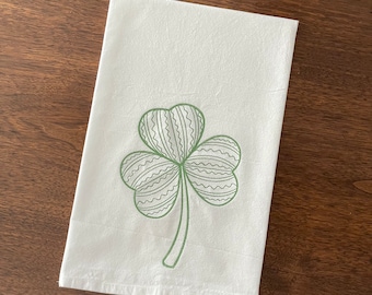 Embroidered Shamrock Flour-sack Dishtowel