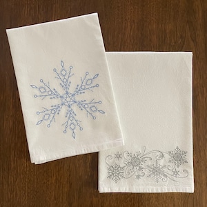 Panos de prato bordados em forma de floco de neve em forma de saco de farinha
