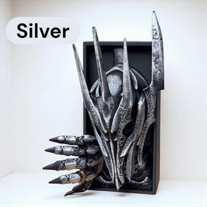 Sauron Book Nook: Hand-Painted Lord of the Rings Bookend, Dark Fantasy Decor Silver