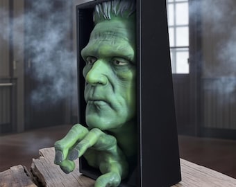 Frankenstein Book Nook Insert – 3D Printed, Hand-Painted Horror Decor