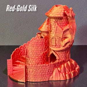 DND Dragon Dice Tower, Hand painted gold, silver. Castle for RPG image 8