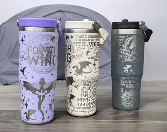Fourth Wing Engraved Tumbler: Dragon BookTok Gift - 30oz