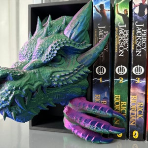Dragon Book Nook 3D Printed Fantasy Shelf Decor Unique Gift, Fantasy Gift