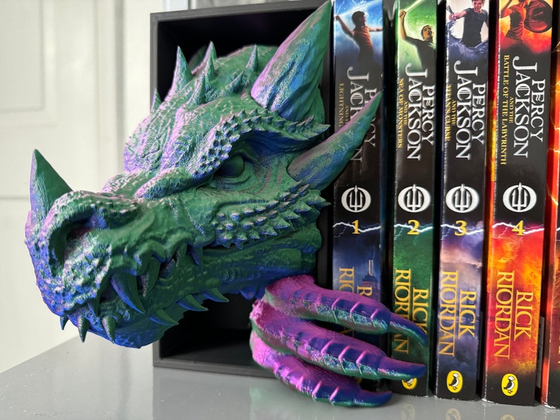 Dragon Book Nook 3D Printed Fantasy Shelf Decor Unique Gift, Fantasy Gift