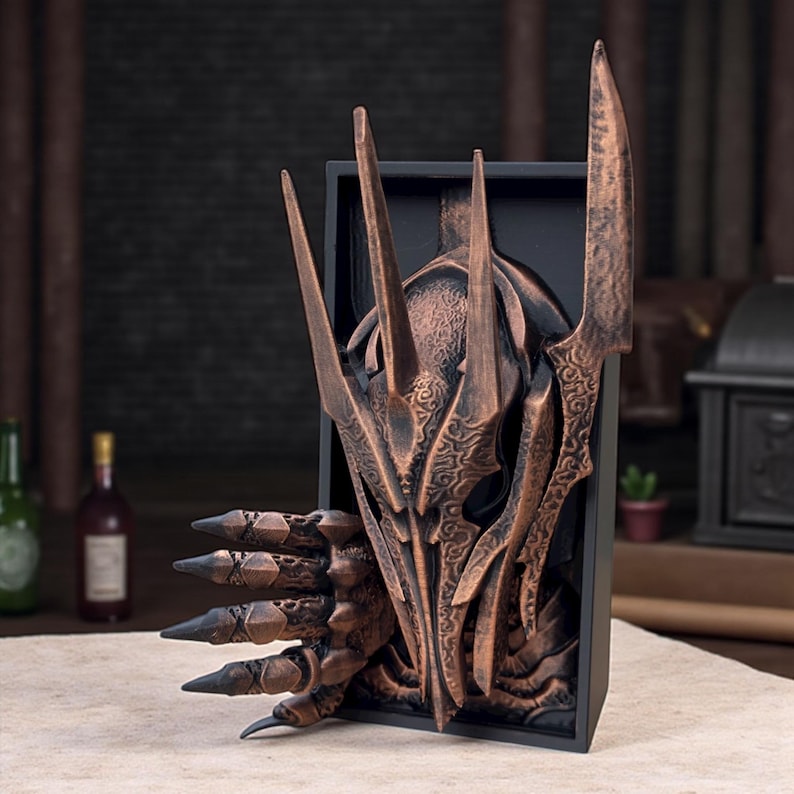 Sauron Book Nook: Hand-Painted Lord of the Rings Bookend, Dark Fantasy Decor image 10