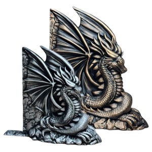 3D Printed Dragon Book End – Fantasy Bookshelf Decor, ACOTAR & Fourth ...