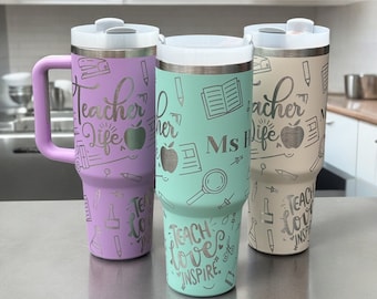 Personalized Teacher Travel Cup: 40oz Insulated Stainless Steel Tumbler
