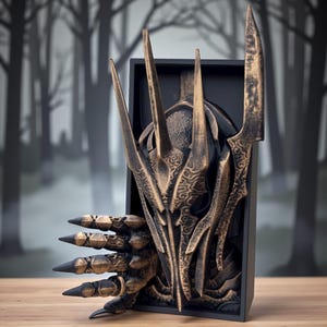 Sauron Book Nook: Hand-Painted Lord of the Rings Bookend, Dark Fantasy Decor image 8
