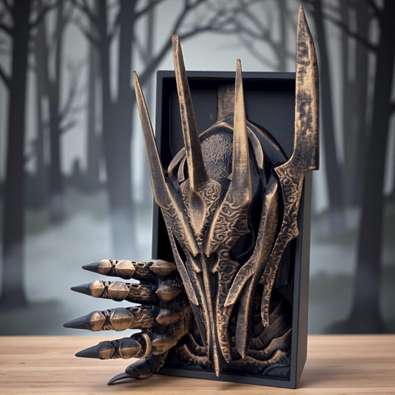 Sauron Book Nook: Hand-Painted Lord of the Rings Bookend, Dark Fantasy Decor image 8
