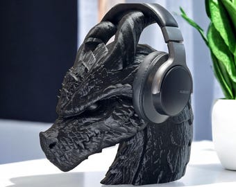 3D Printed Dragon Headphone Stand: Fantasy Gaming Desk Decor