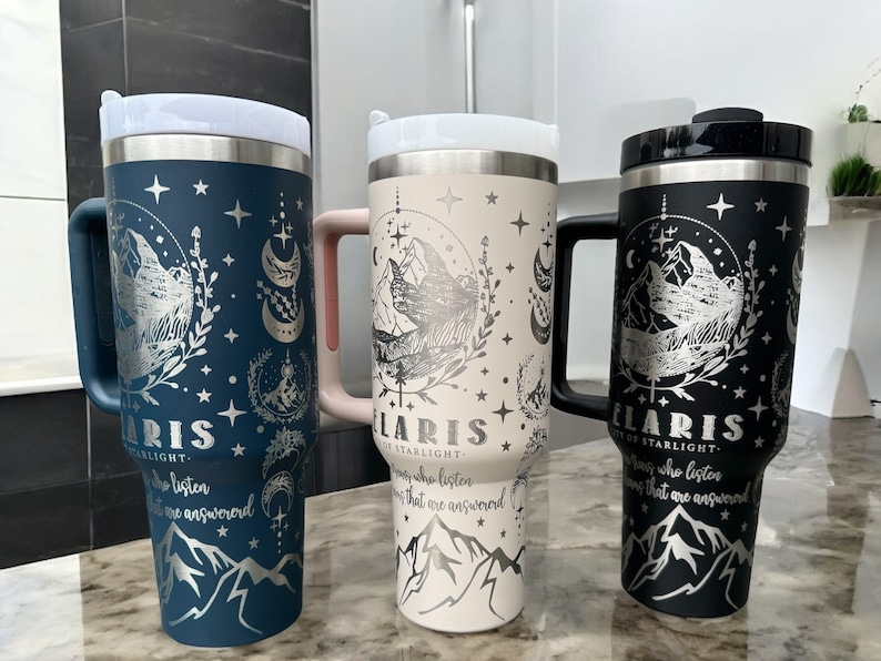 Velaris Starlight 40oz engraved cup with handle perfect gift for ACOTAR fan City Of Starlight Tumbler Fantasy Book Lover Gift