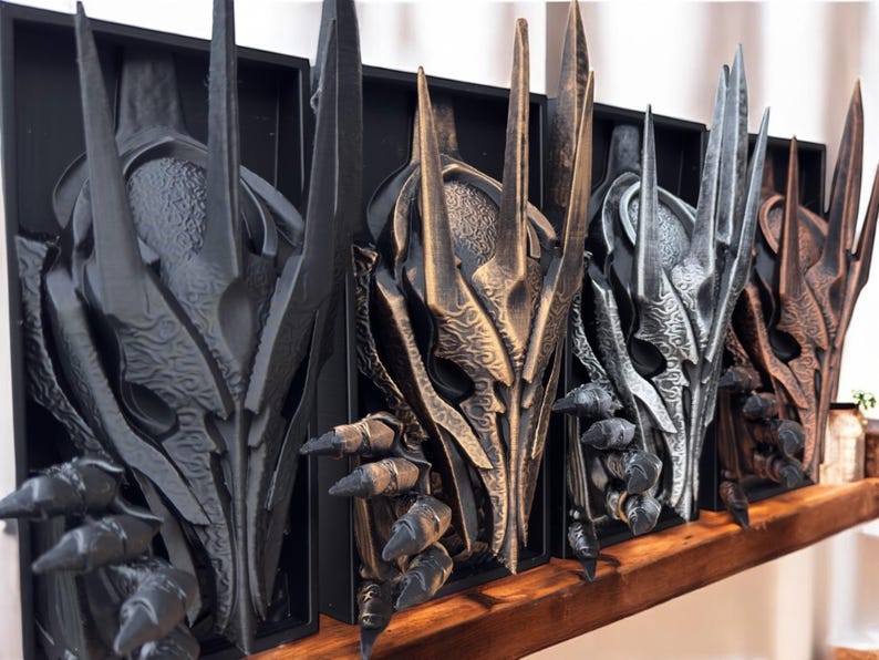Sauron Book Nook: Hand-Painted Lord of the Rings Bookend, Dark Fantasy Decor image 1