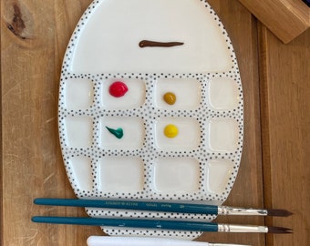 Ręcznie robiona paleta ceramiczna, paleta akwarelowa, paleta dla artystów ceramicznych, ceramiczna paleta akwarelowa, paleta do farb, prezent dla artysty