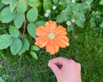 Orange Flowers, Handmade ceramic flowers, housewarming, garden decor, artificial flower, ceramic daisy, ceramic sunflower, christmas gift