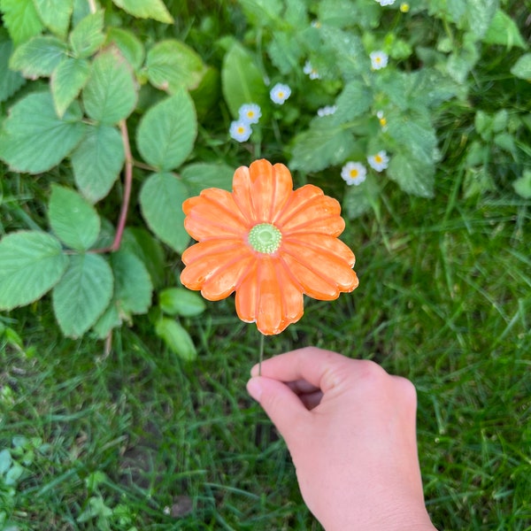 Orange Flowers, Handmade ceramic flowers, housewarming, garden decor, artificial flower, ceramic daisy, ceramic sunflower, christmas gift