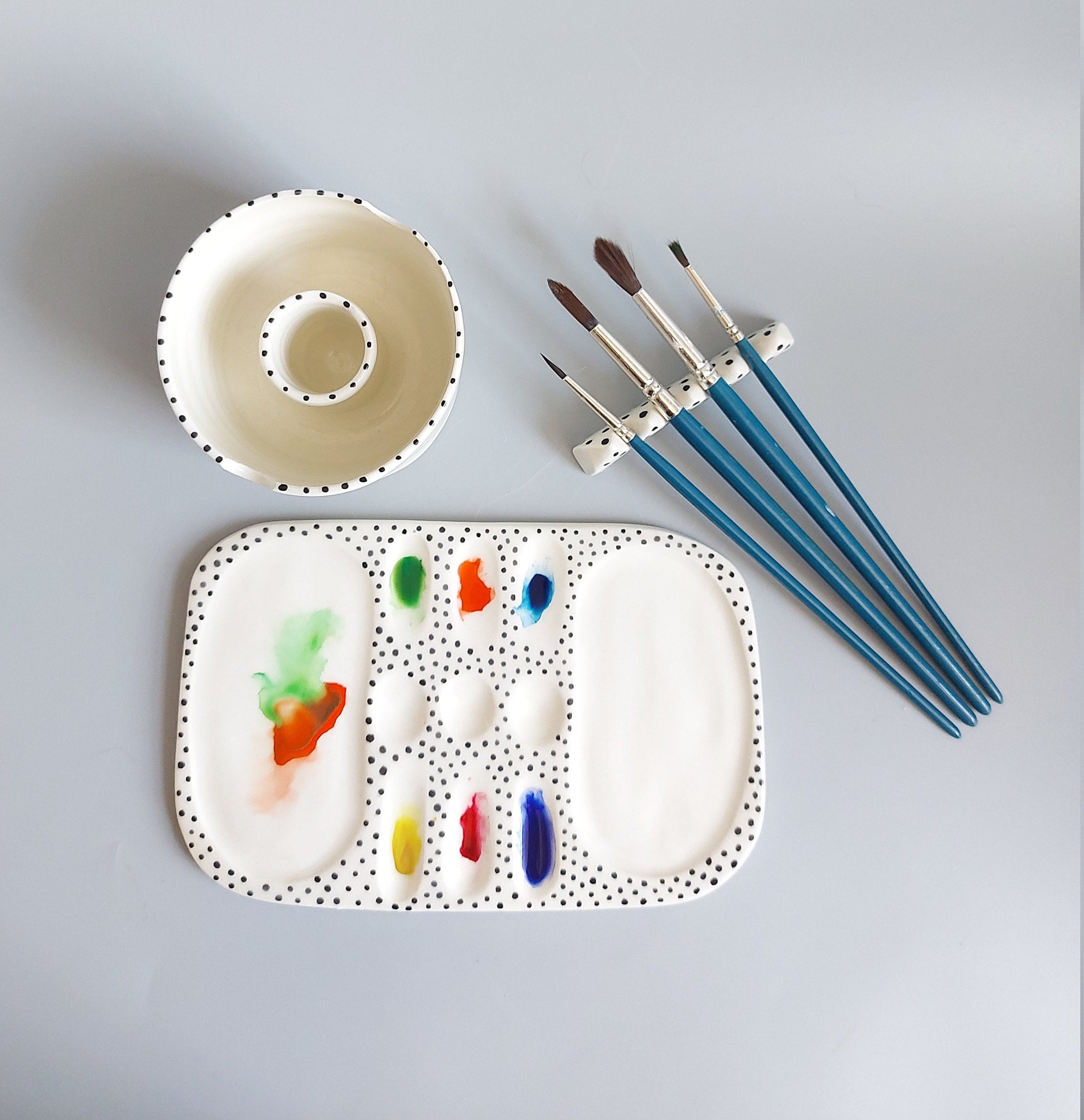 ceramic watercolor palette // handmade paint tray // pottery watercolor  palette