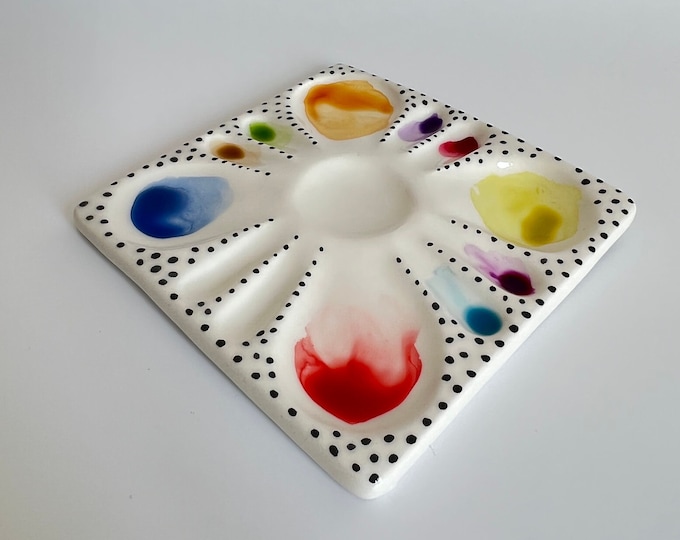 Ceramic Palette, Handmade Ceramic Paint Palette, Water Color Palette