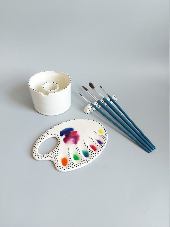 Ceramic Palette Set, Ceramic Artists Palette, Watercolor Paint