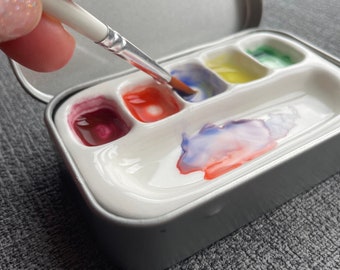 Custom Ceramic Palette With Container, Sturdy Travel Palette, Portable Painting Box, Durable Palette, Easy To Storage, Artist gifts