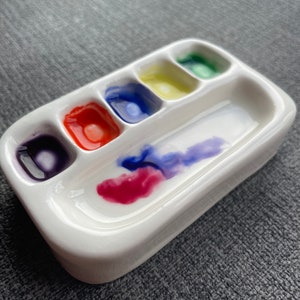 Paleta de cerámica personalizada, paleta de cerámica portátil, paleta de viaje resistente, paleta de acuarela, paleta duradera, regalos para artistas, regalo para ella