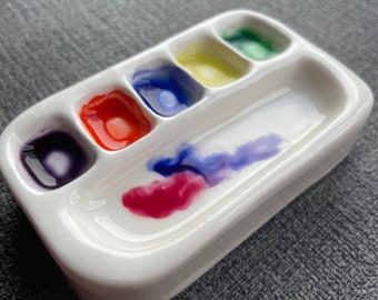 Ręcznie robiona ceramiczna paleta akwarelowa, przenośna paleta podróżna