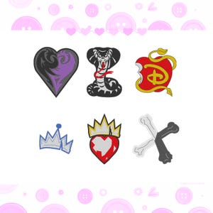 Embroidery Design Descendants Inspired - 6 Designs