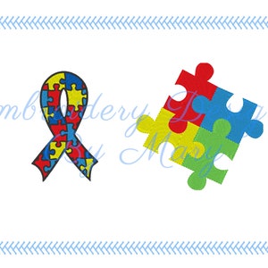 File di disegno per ricamo a macchina con simboli sull&#39;autismo