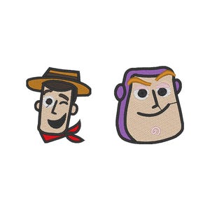 Embroidery Design Woody Cowboy and Buzz Spaceman Characters Inspired