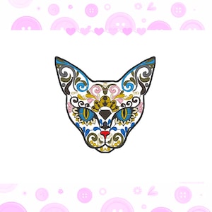 Embroidery Design Mexican Skull Cat - 2 sizes