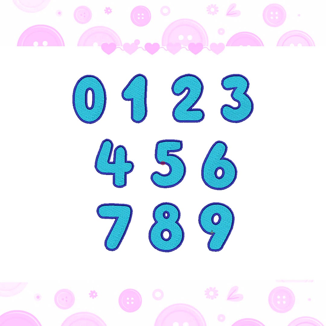 Embroidery Design Blue Numbers - 4 Sizes - Etsy