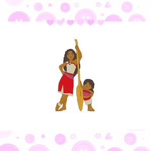 Disegno da ricamo ispirato a Moana e Sorella Simea - 5 misure