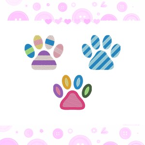 Embroidery Design Color Dog Paws - 3 Designs