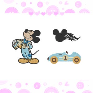 Mickey Car Rancing Inspired Machine Embroidery File Designs Pack