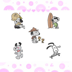 Puppy Snoop Charaktere inspirierte Maschinenstickdatei-Designs-Pack - 4 Größen