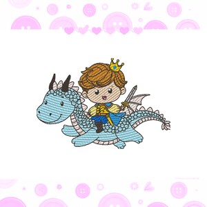 Embroidery Design Prince and Dragon - 4x4 Hoop