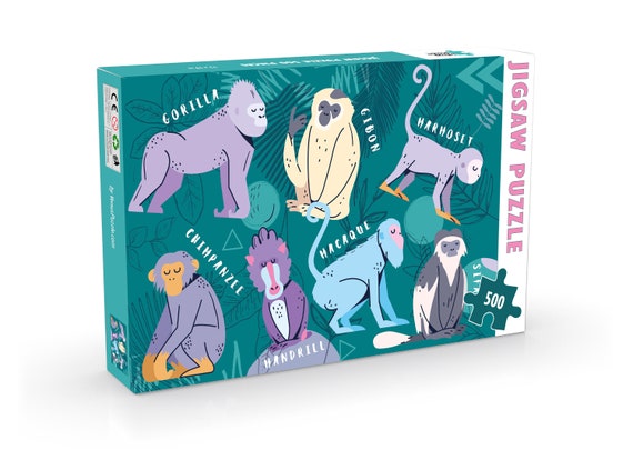 Jigsaw Puzzle 500 Pieces, All the Monkeys Puzzle, Illustrated puzzle for kids & adults, Educational Jigsaw puzzle