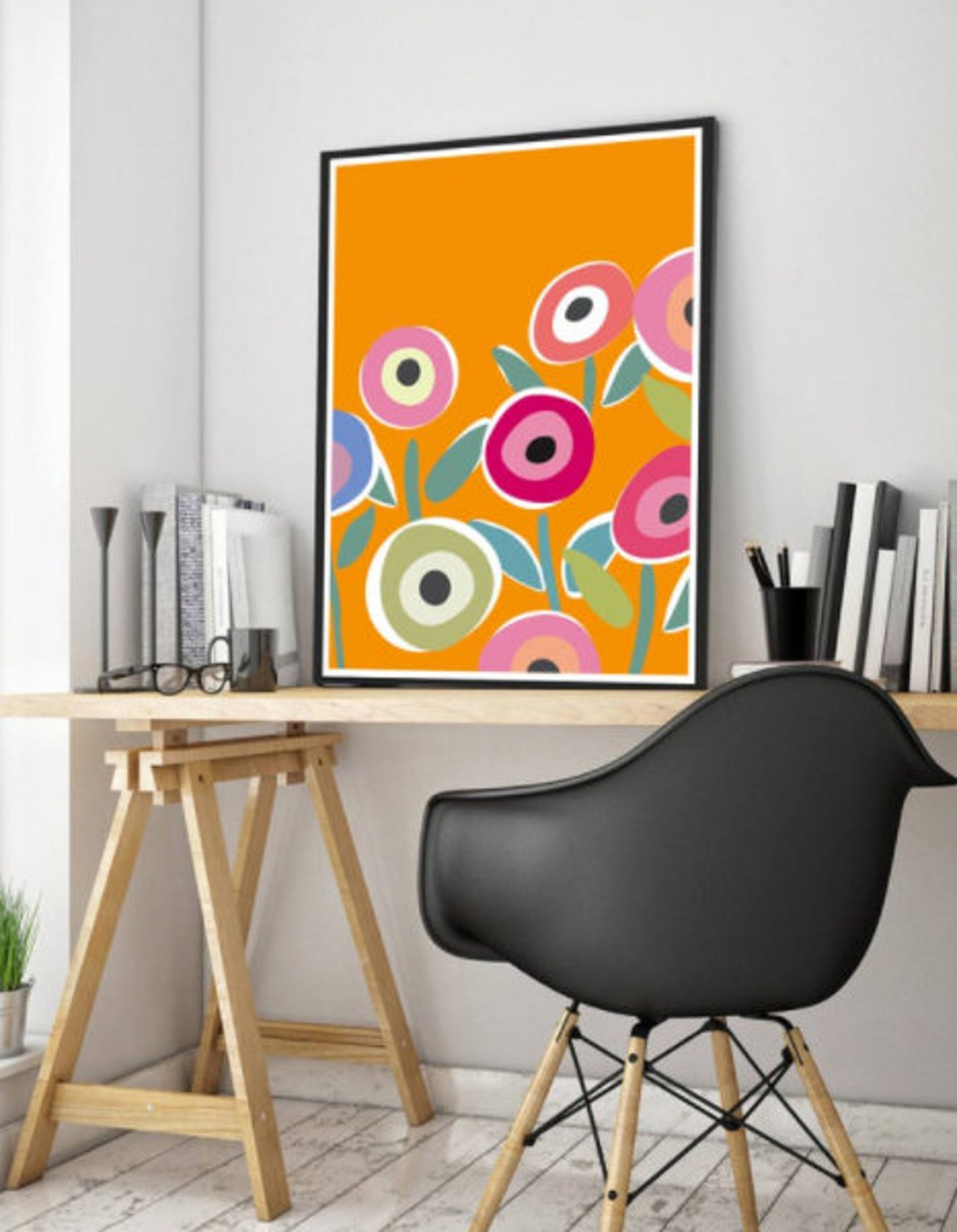 Living Room Wall art decor Colorful Abstract Flower art | Etsy