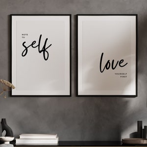2er Set Self Love Wand Kunstdruck | Selbstliebe druckbare Kunst | Selbstliebe Zitat | Positivity Print | Affirmation Print | Liebe dich selbst zuerst