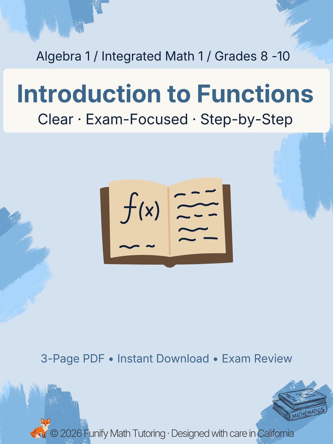 Algebra 1 Concept Summary | Introduction to Functions (PDF) - Etsy