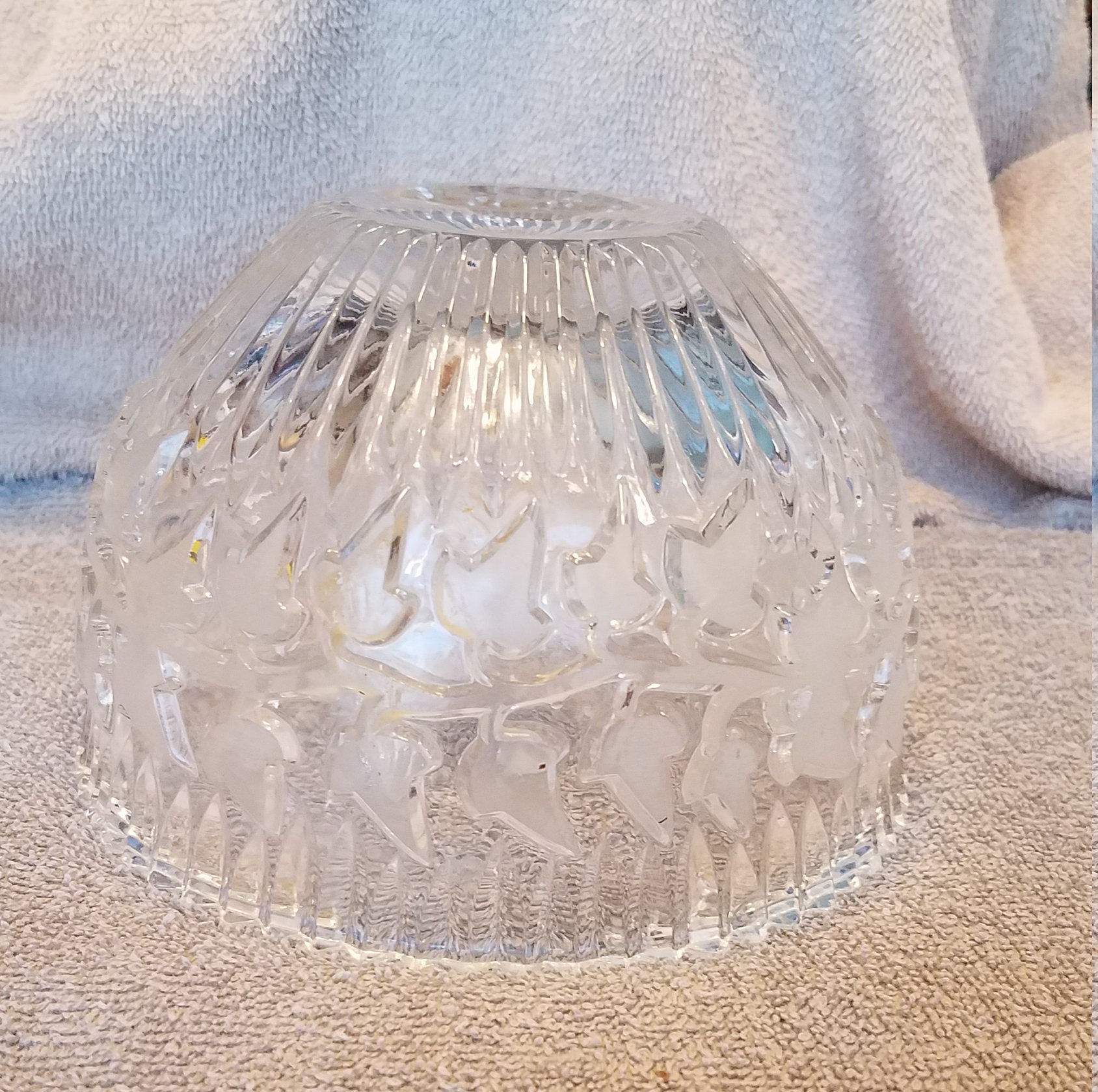 Vintage crystal ivy glass bowl Etsy