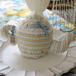 Fabric Teapot Shabby Chic Teapot Shabby Chic Decor Farmhouse Decor French Country Decor Cottage Core Decor Teapot Decor