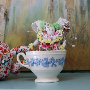 Fabric Tea Cup Angels!  Set of 2! Shabby Chic Tea Cup Angels Fairy Tea Cup Angels Shabby Chic Decor Farmhouse Decor French Country Decor