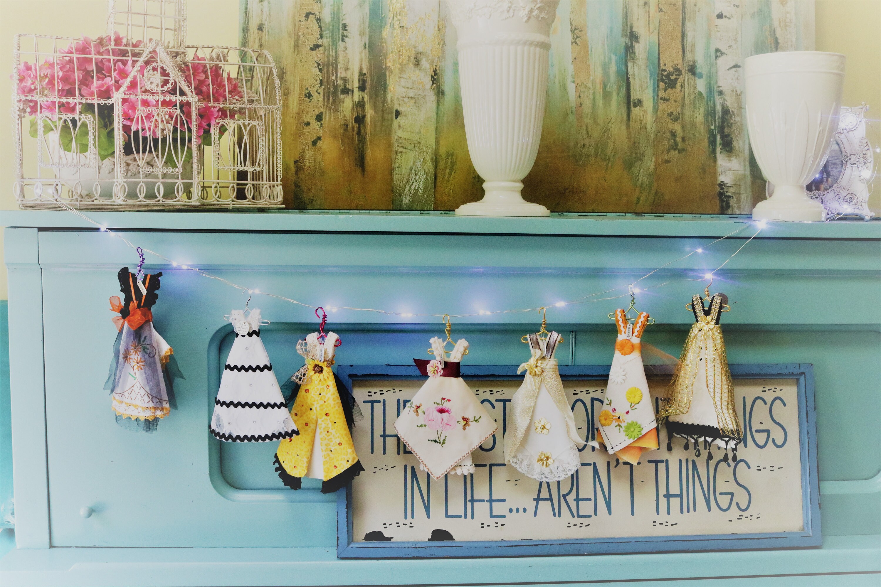 Sisterhood Dresses, Miniature Dresses, Hanky Dresses, Fabric Doll Dress