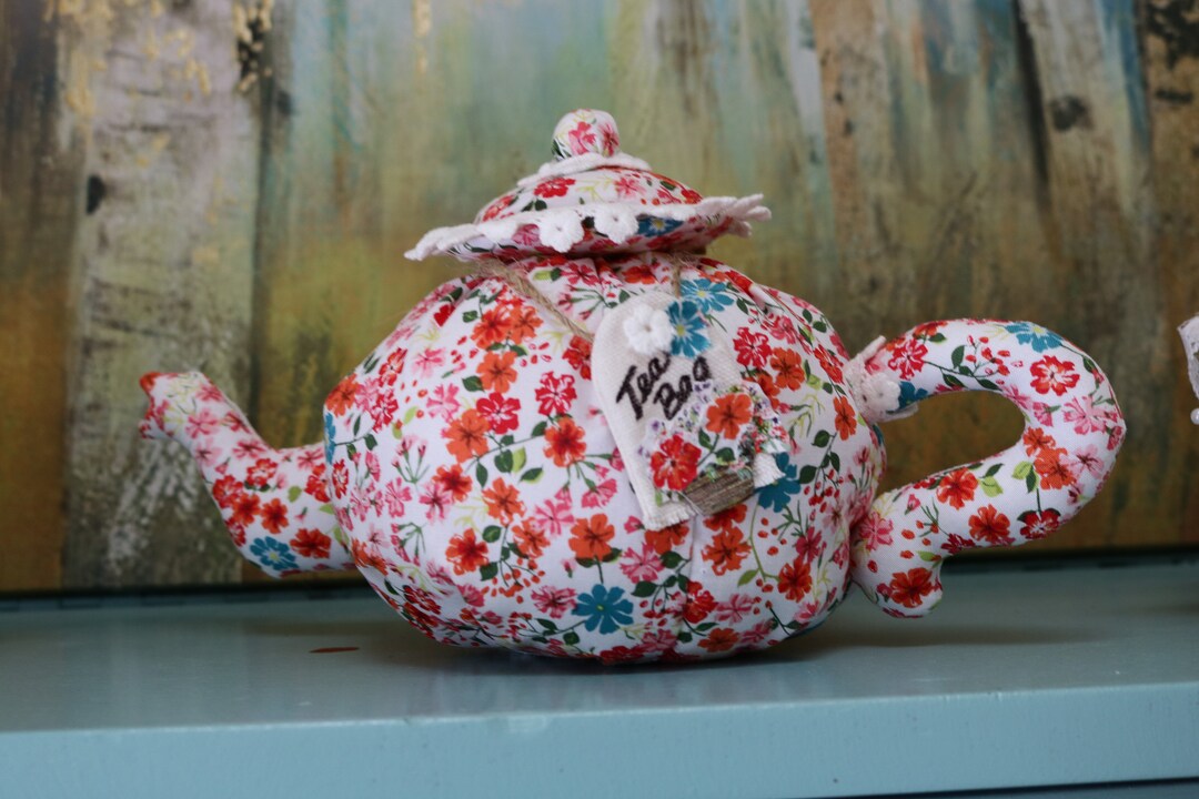Fabric Teapot Shabby Chic Teapot Shabby Chic Decor Farmhouse Decor
