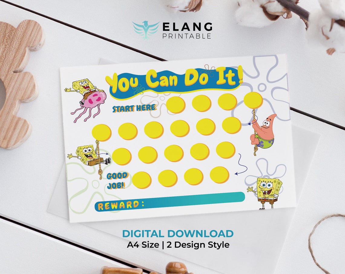 Printable Spongebob Reward Chart Instant Download Reward | Etsy
