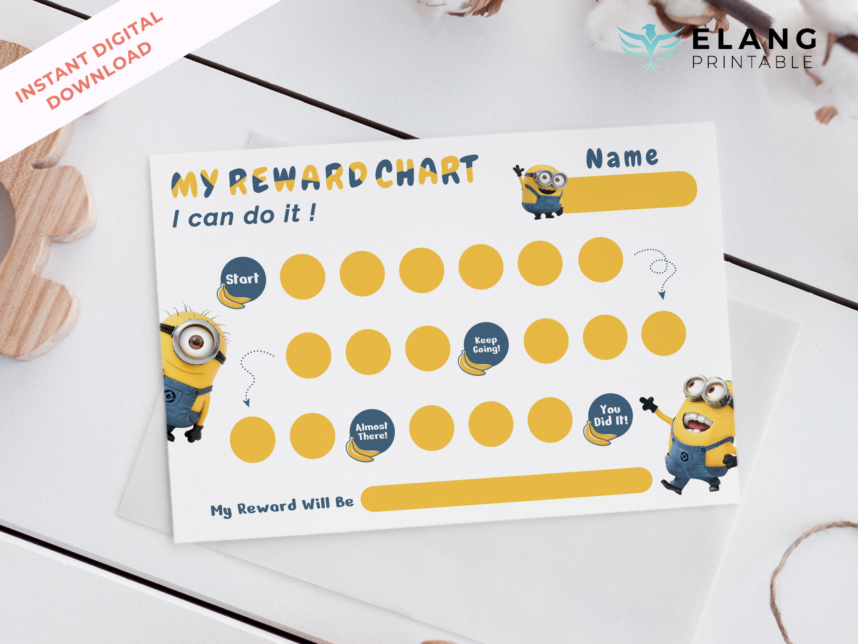Printable Minions Reward Chart Instant Download Reward Chart Etsy