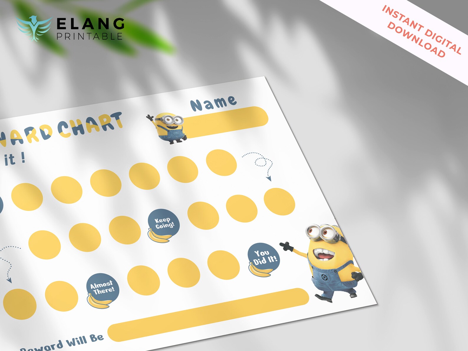 Printable Minions Reward Chart Instant Download Reward Chart Etsy